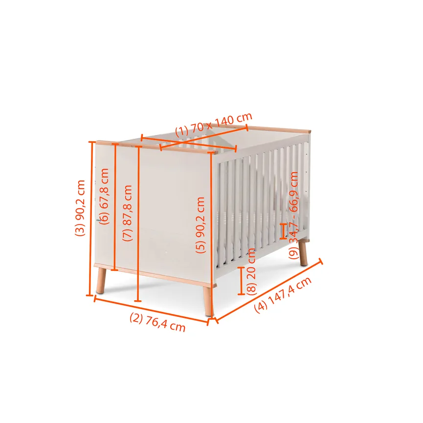 Kinderbett LF 70x140 cm dimensionsmarker