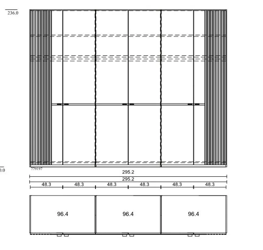 Drehtürenschrank 6-trg. detail