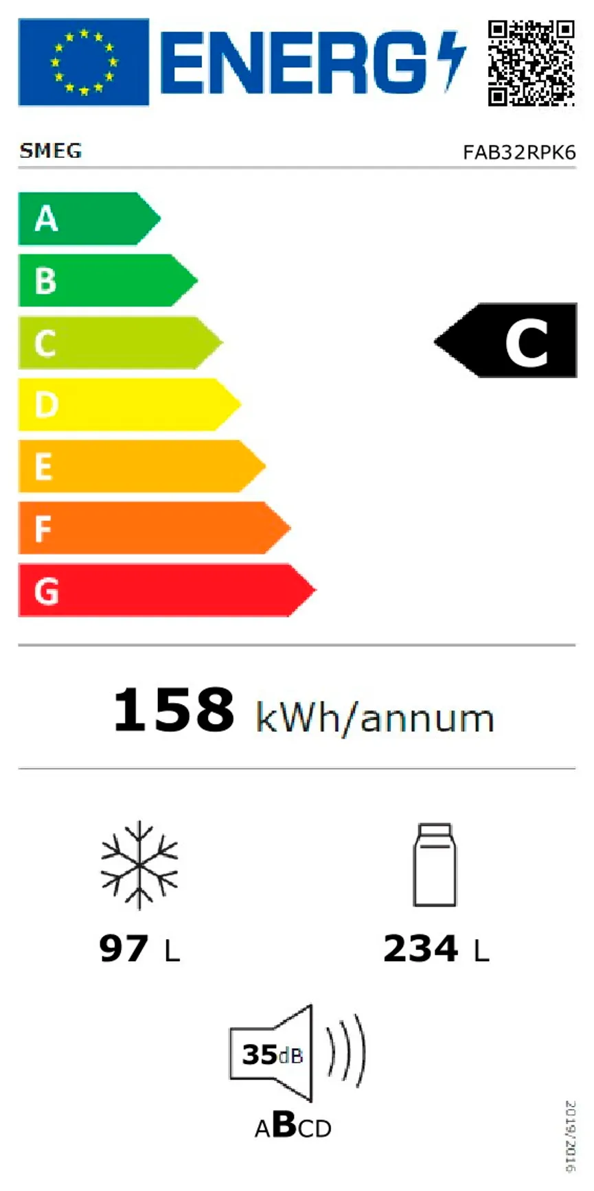 SMEG Kühl-/Gefrierkombination energielabel