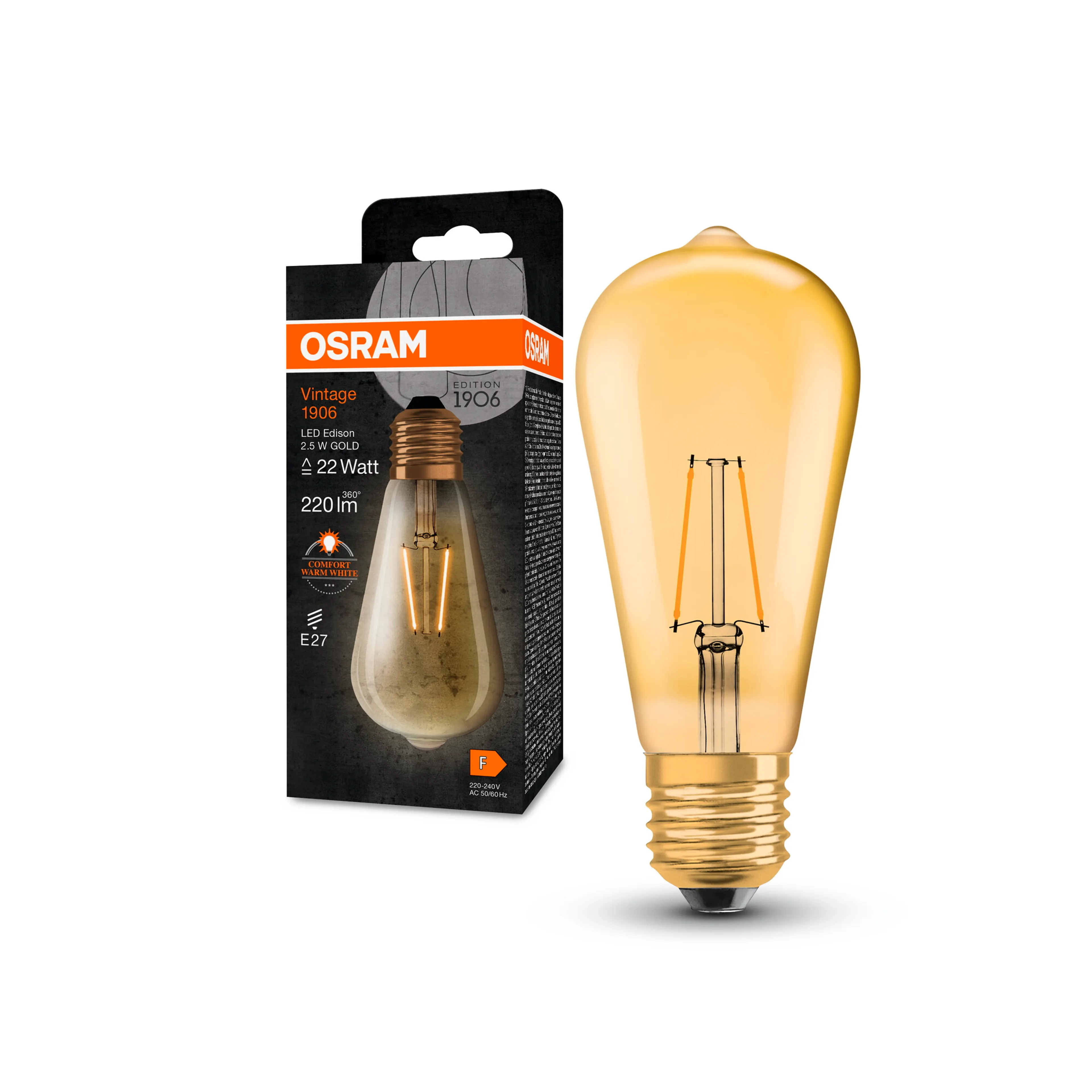 LED-Kolbenform E27/2,5 Watt/Energie F