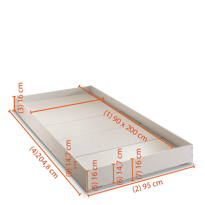 Unterschubliege 90x200 cm dimensionsmarker