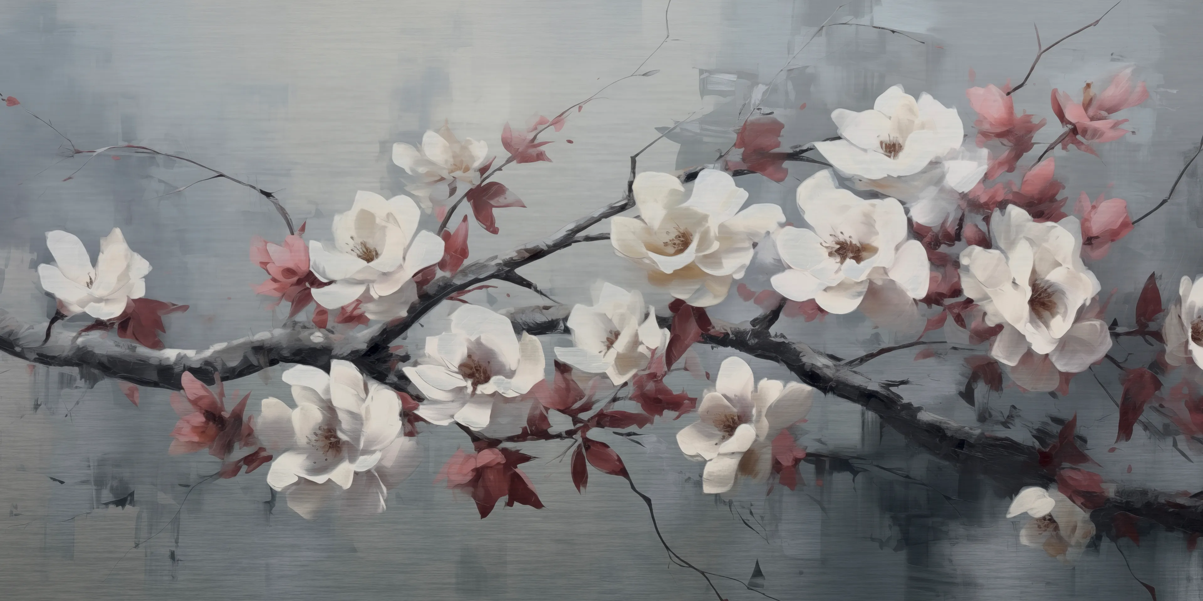 Wandbild 50 x 100 cm Roses On Silver VI
