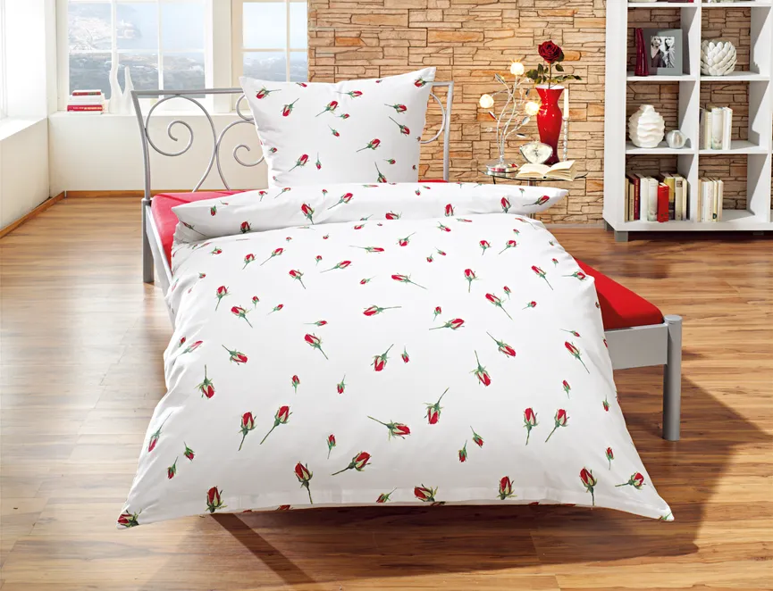 Satin-Bettw. Rosenkn.135x200 milieu