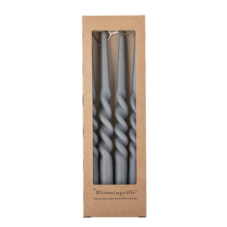Kerze "Twist" 2er-Set grau detail