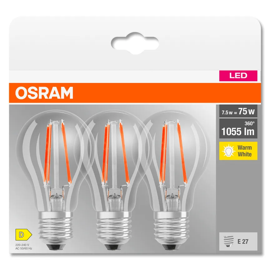 E27/7,5W LED Birne 3er Pack detail