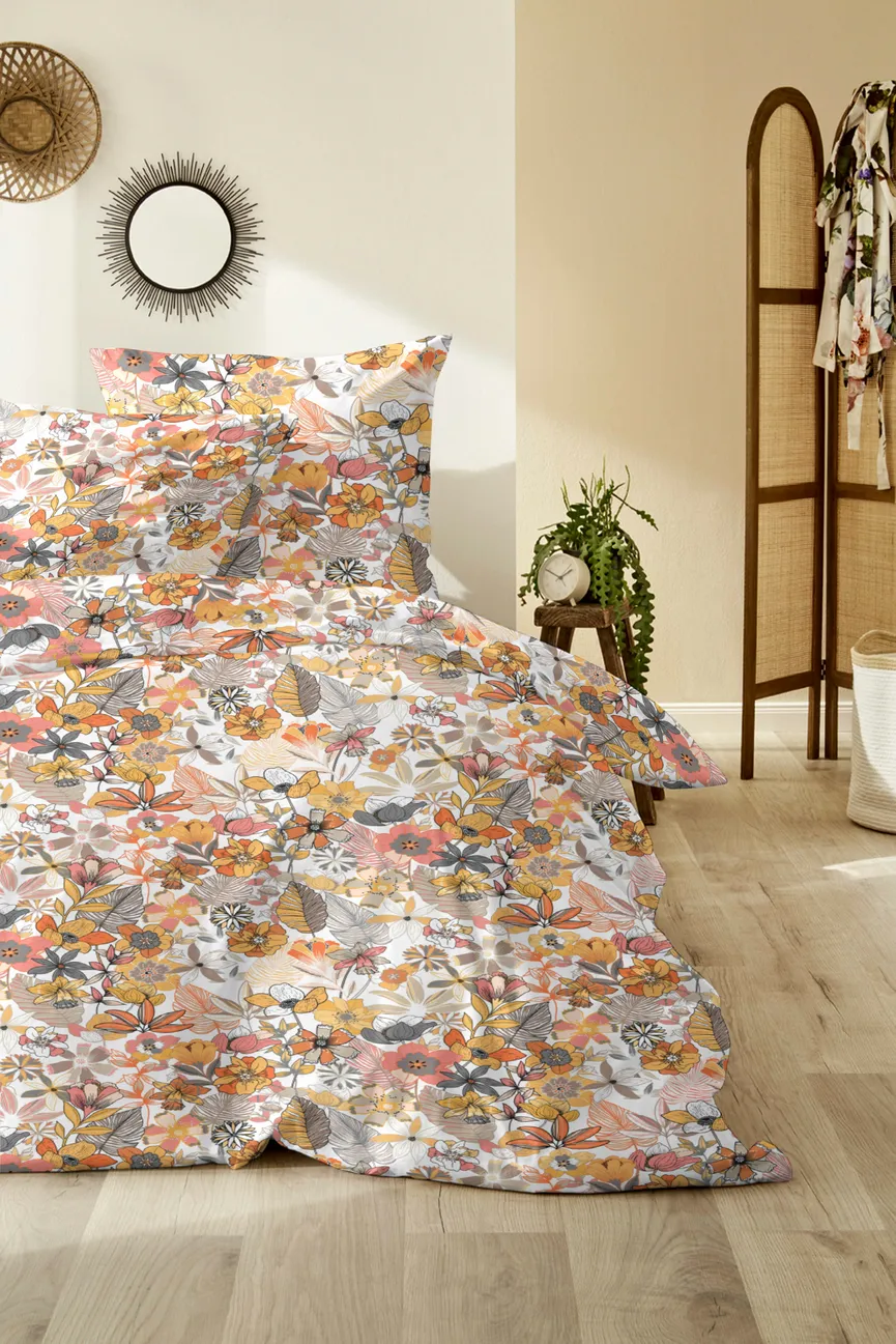Perkal-Bettw.Floral 135x200 milieu