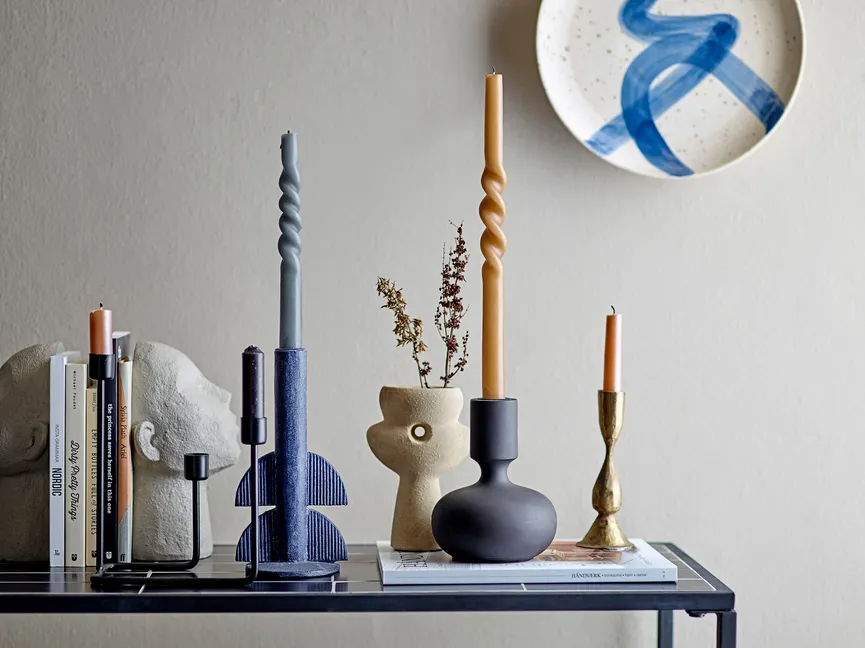 Kerze "Twist" 2er-Set grau milieu