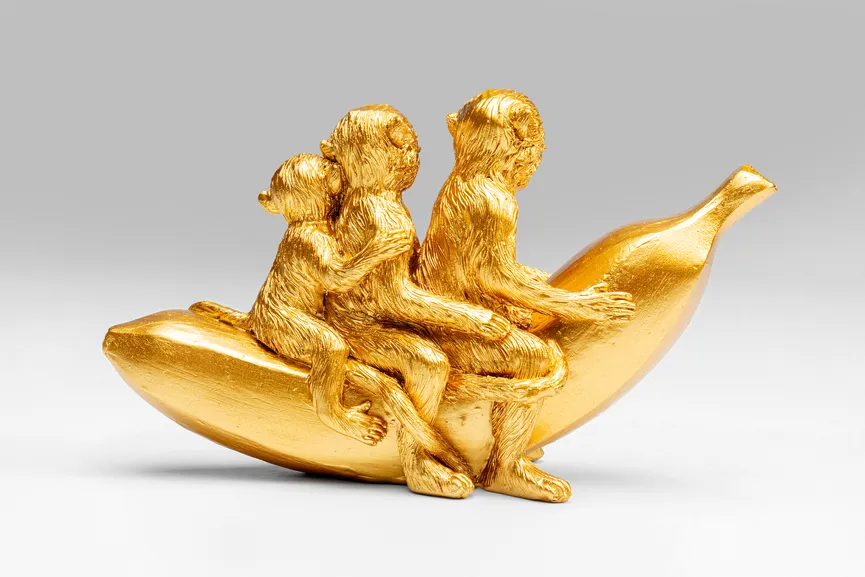 Figur "Banana Ride" Affen gold detail