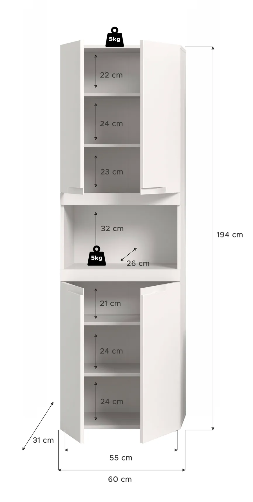 Hochschrank breit detail