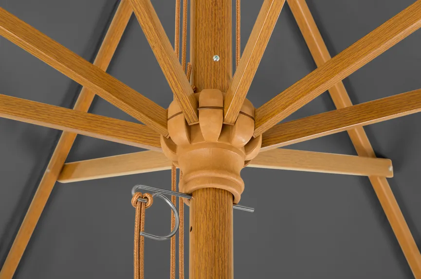 Alu-Schirm in Holzoptik detail