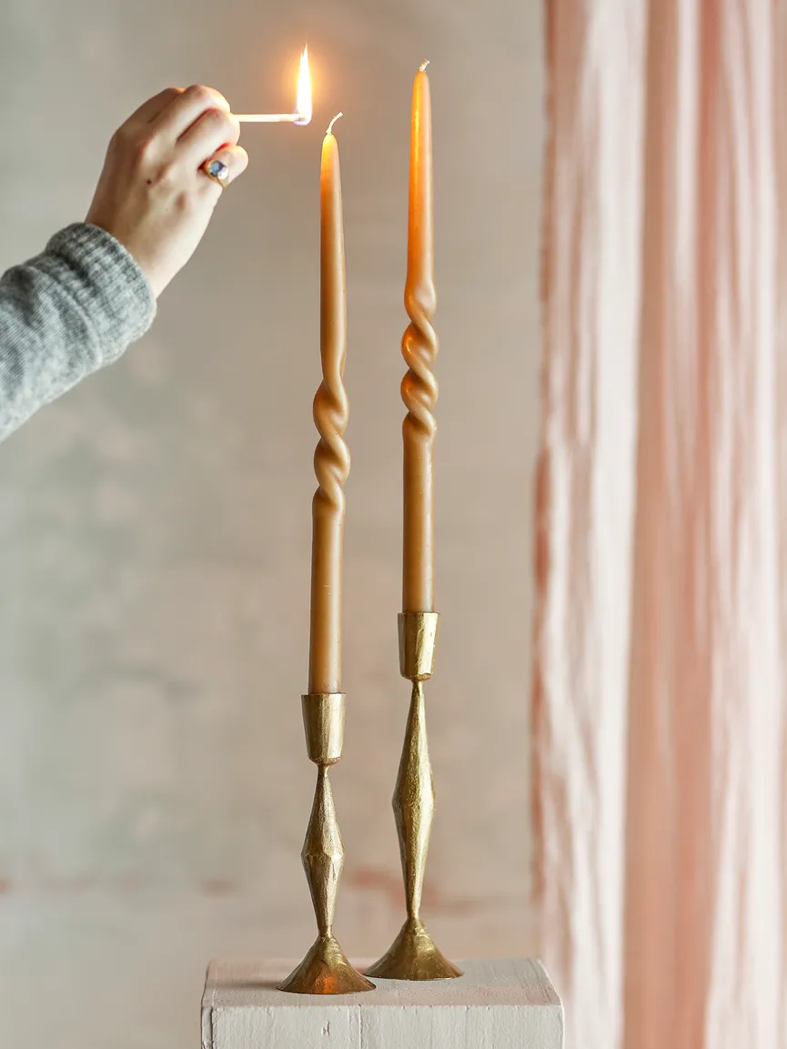 Kerze "Twist" 2er-Set braun milieu