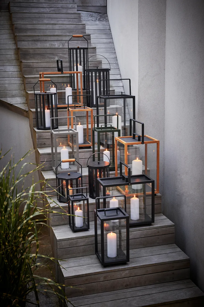 Laterne extra kl/m.Teak Griff milieu