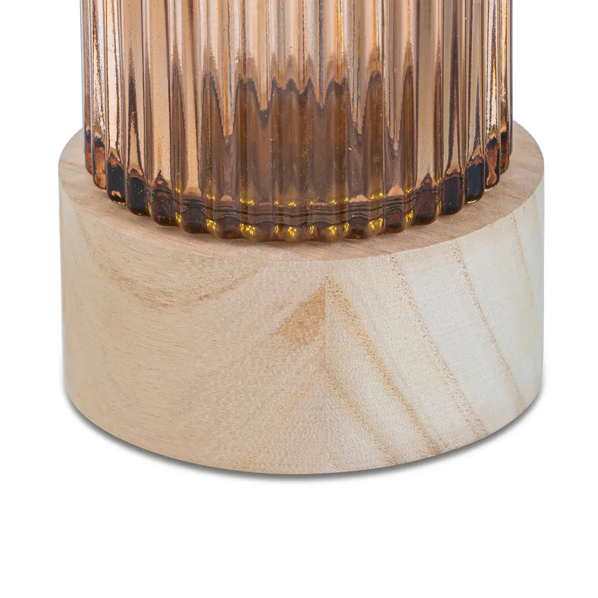 LED Licht mit Holzfuß orange material_farbe