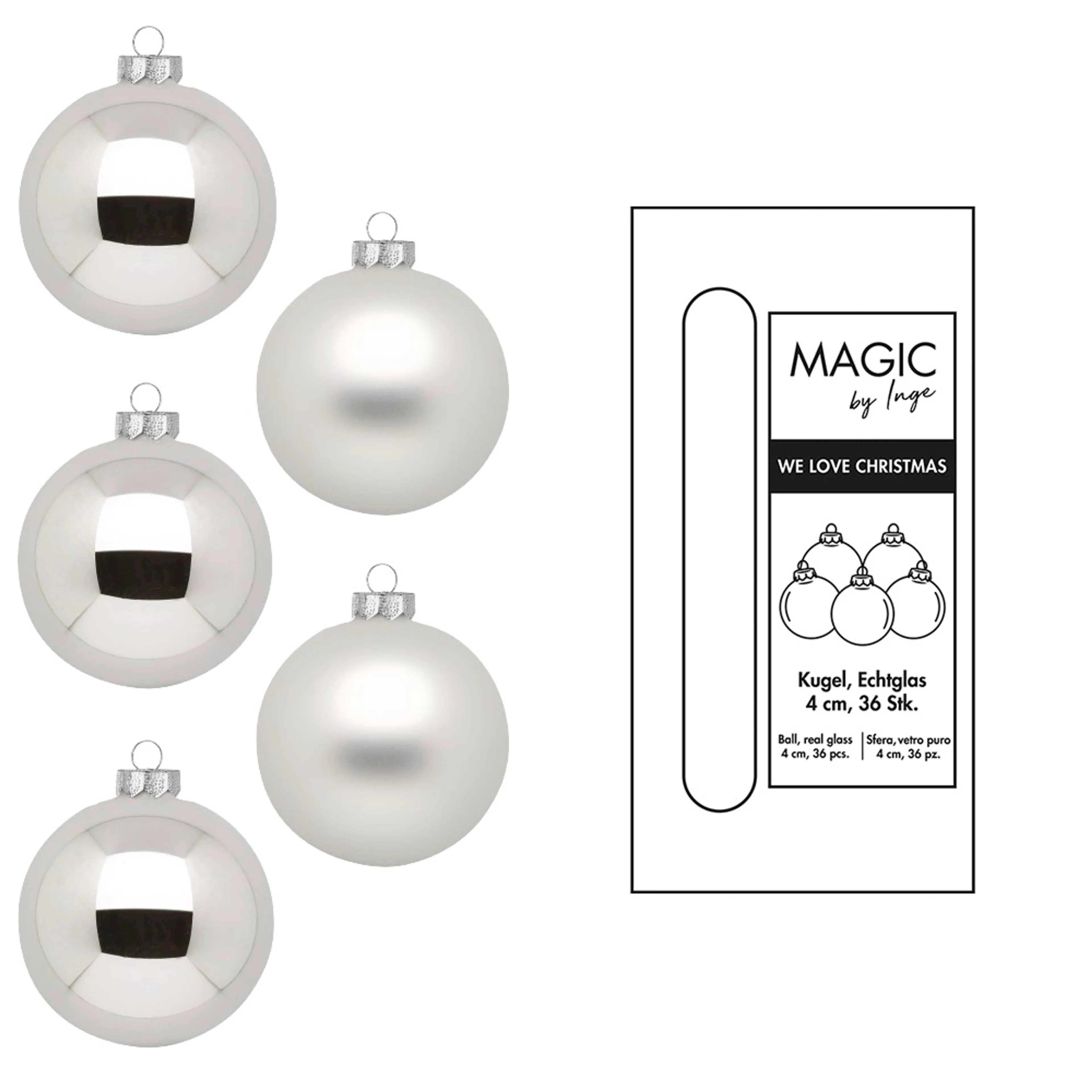 Weihnachtskugel Silver 36tlg.