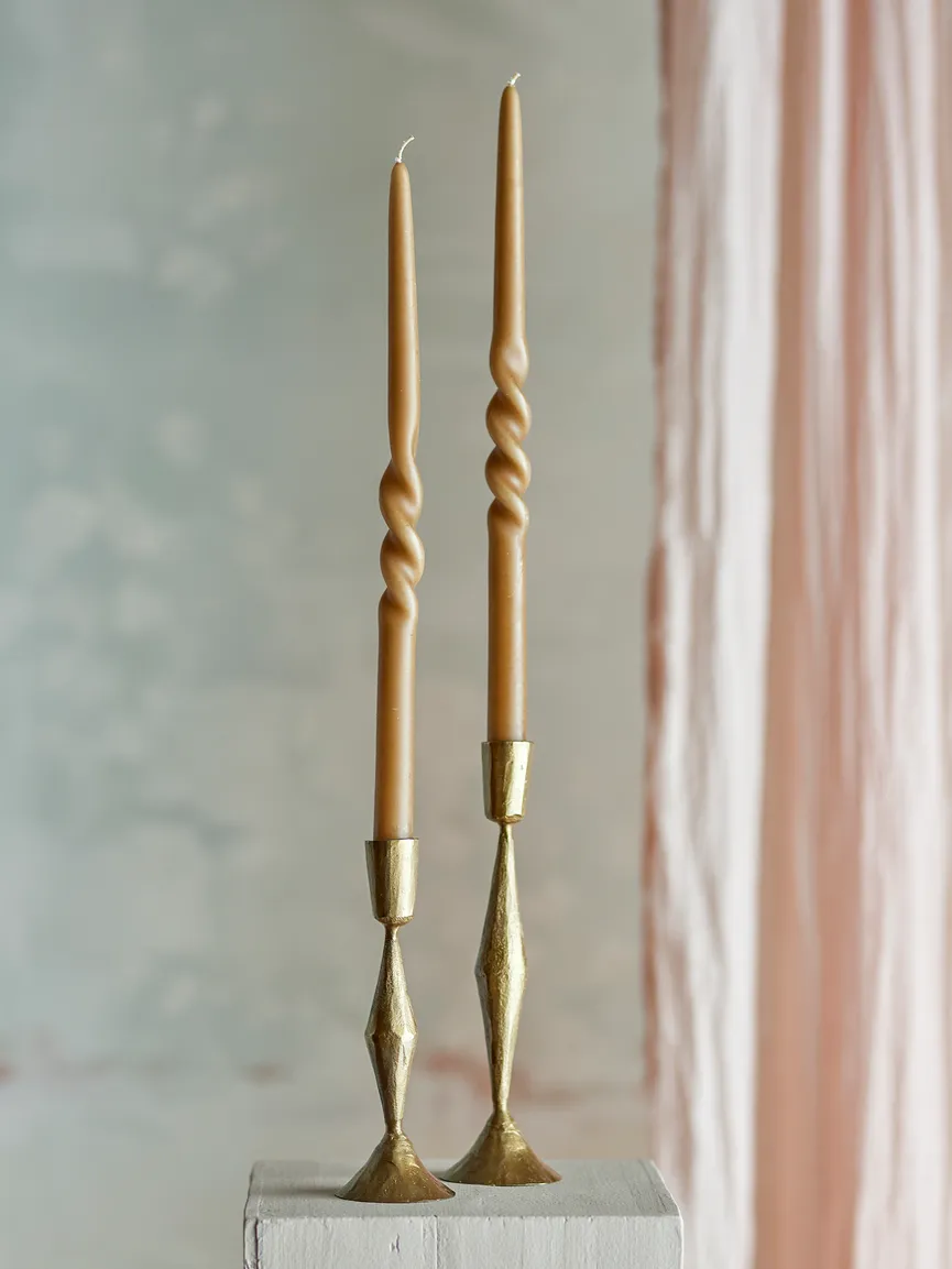 Kerze "Twist" 2er-Set braun milieu