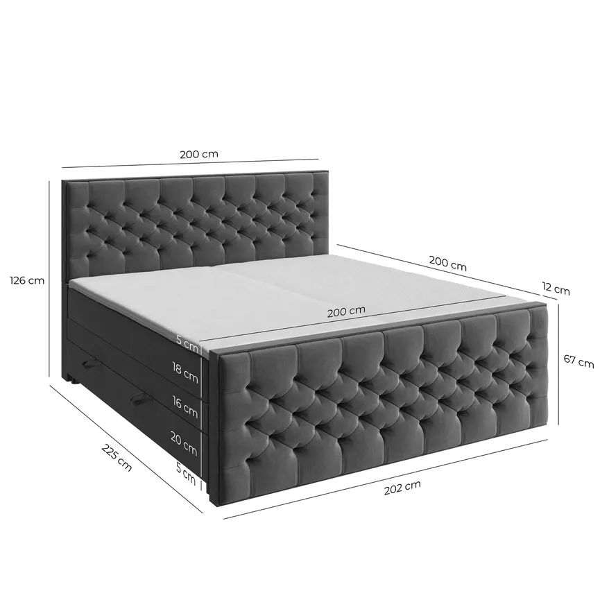 Boxspringbett 200x200 cm detail