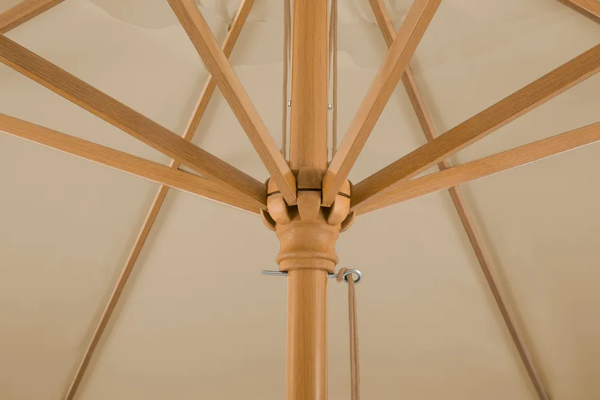 Alu-Schirm in Holzoptik detail