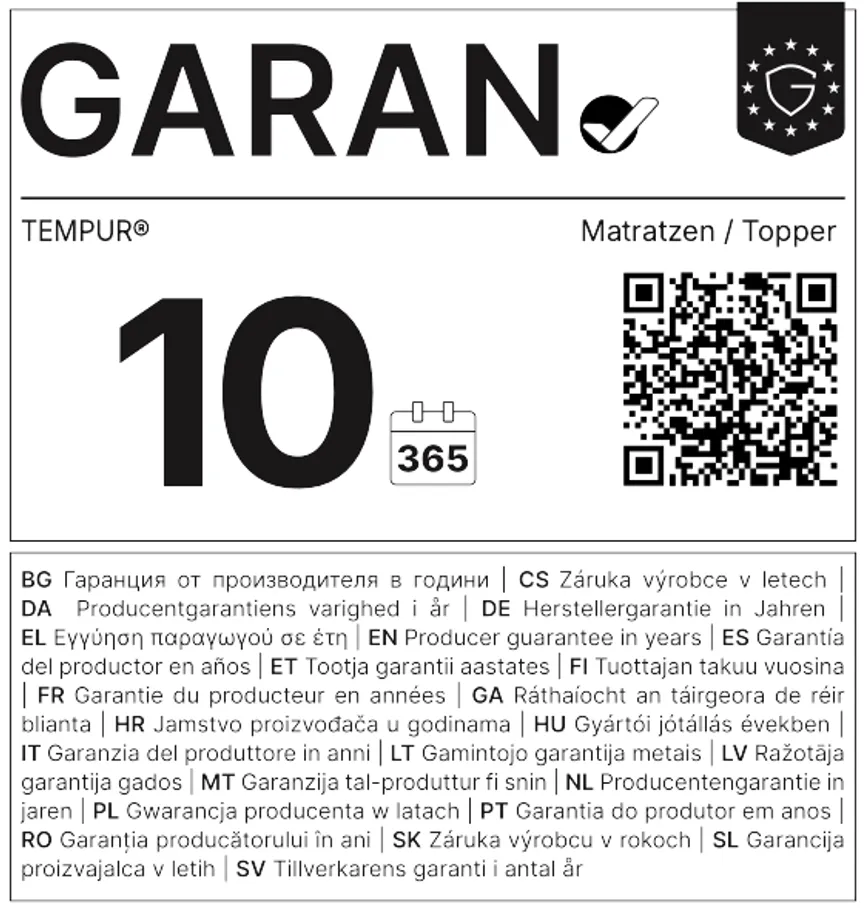 Tempurmatratze "Firm" garantielabel