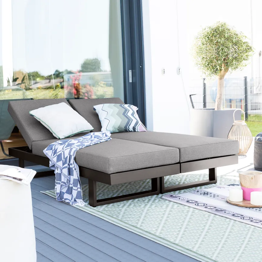 Sofaliege Anthrazit Aluminium milieu