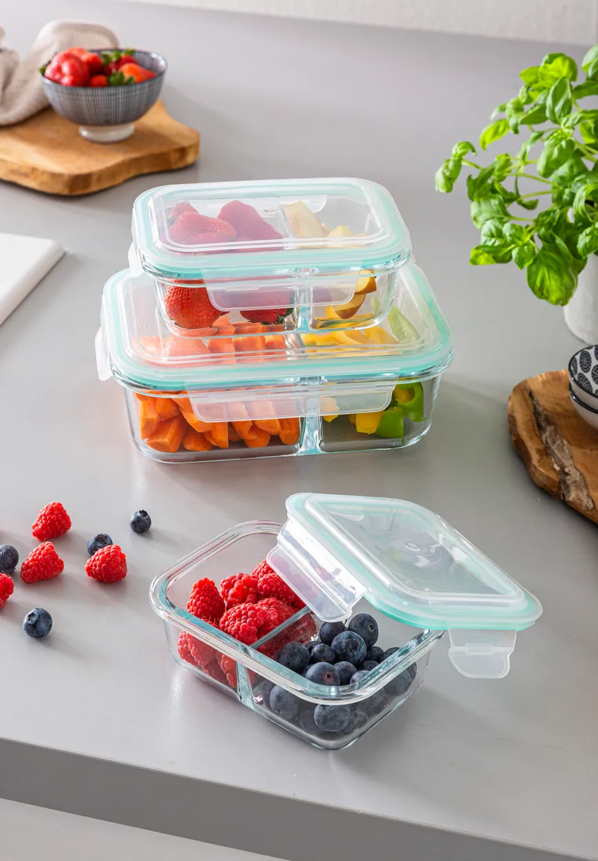 Frischhaltedose 3tlg. Glas milieu