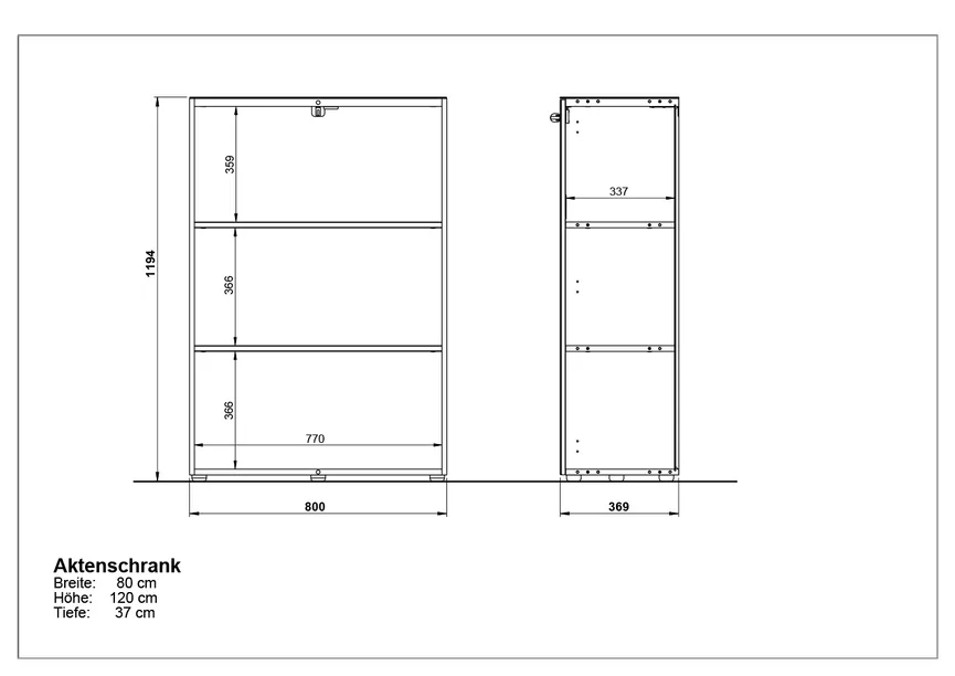 Aktenschrank 3OH detail