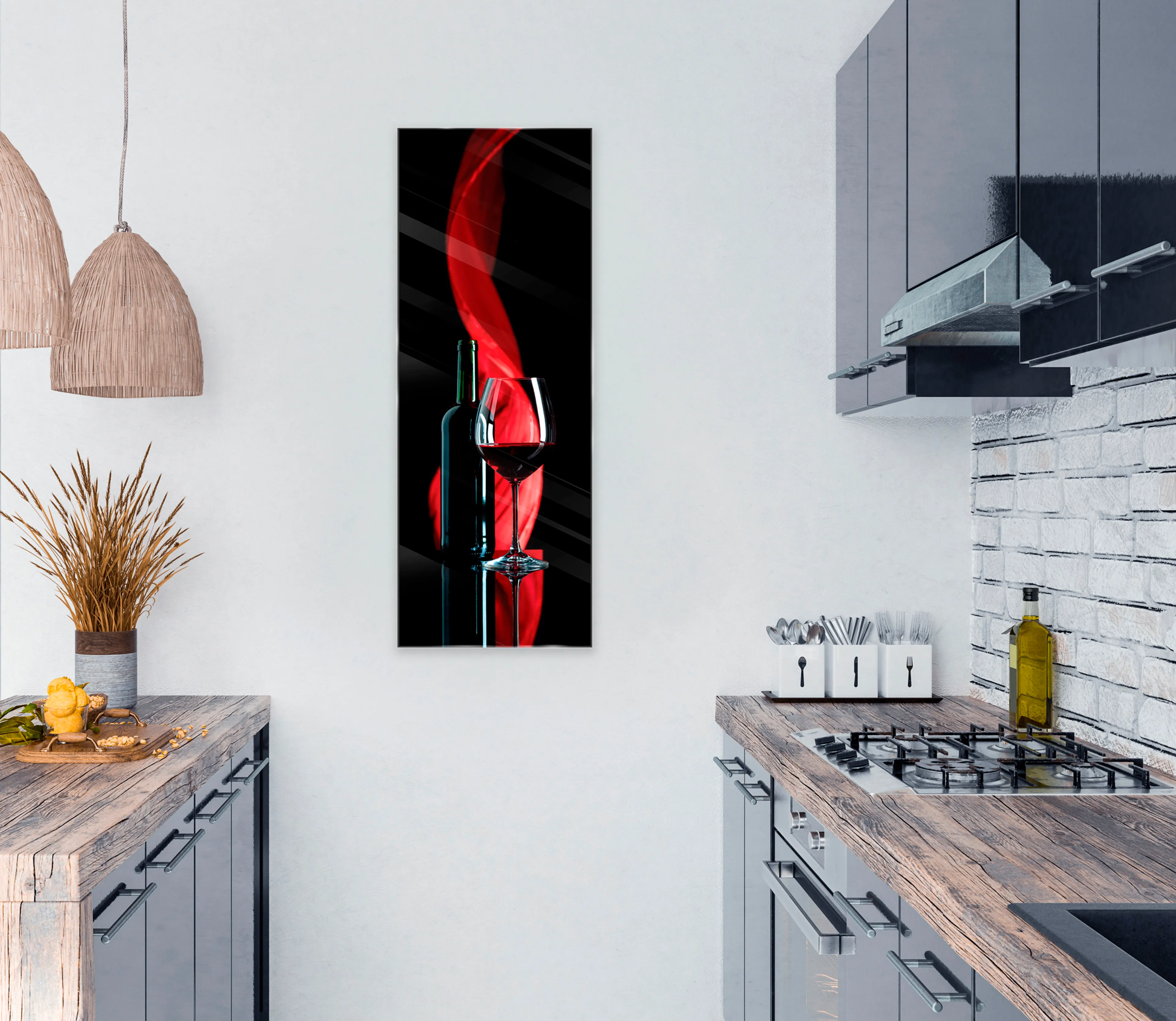 Glasbild 30 x 80 cm Red Wine IX
