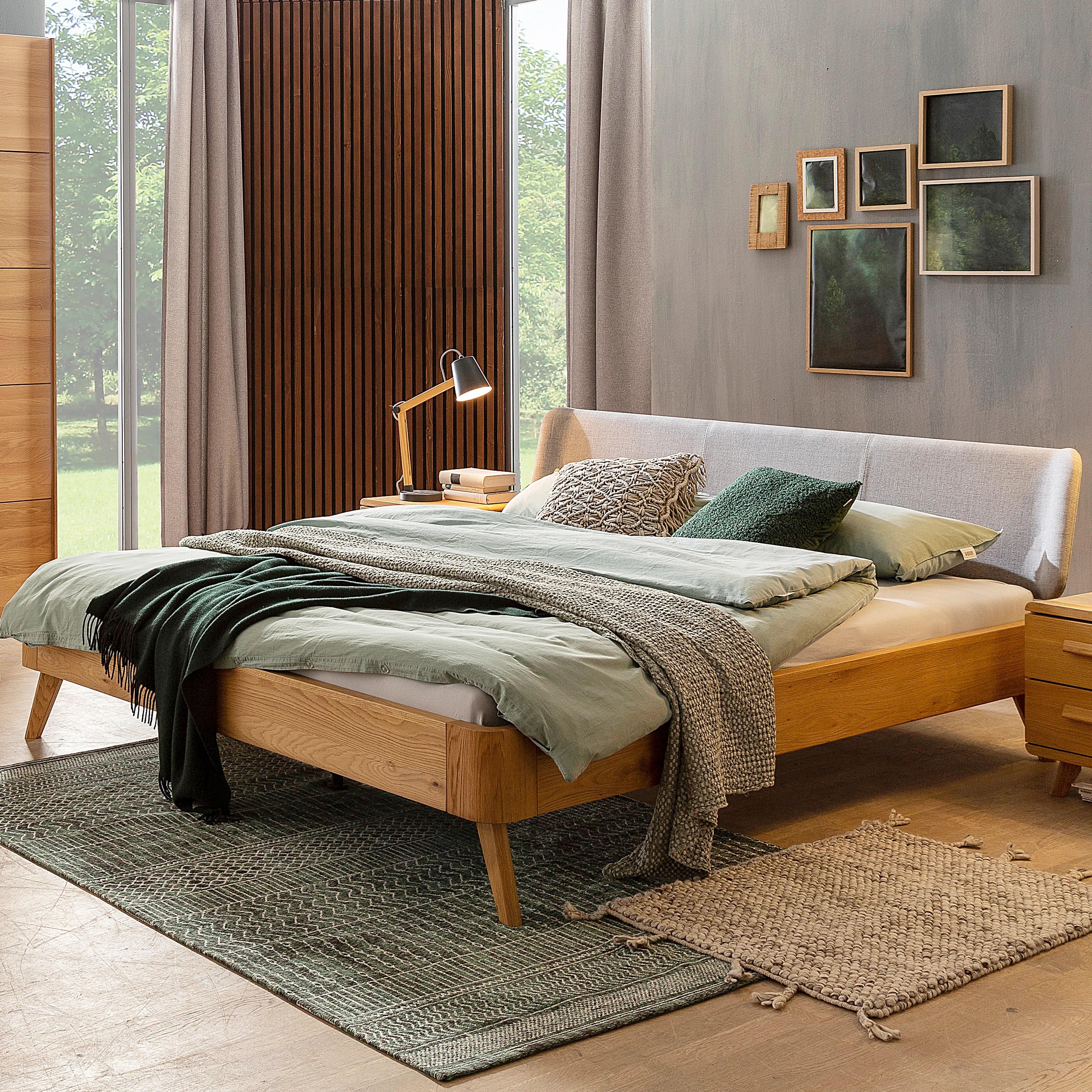 Massivholzbett Oak-Bianco 200 x 200 cm