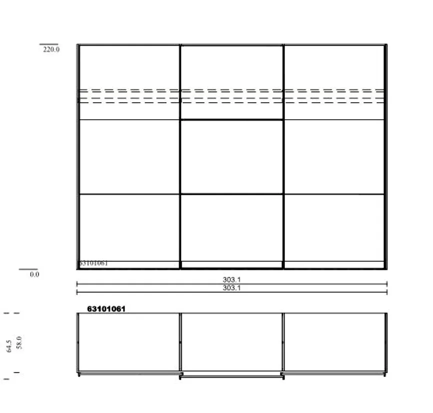 Schwebetürenschrank 3-trg. detail