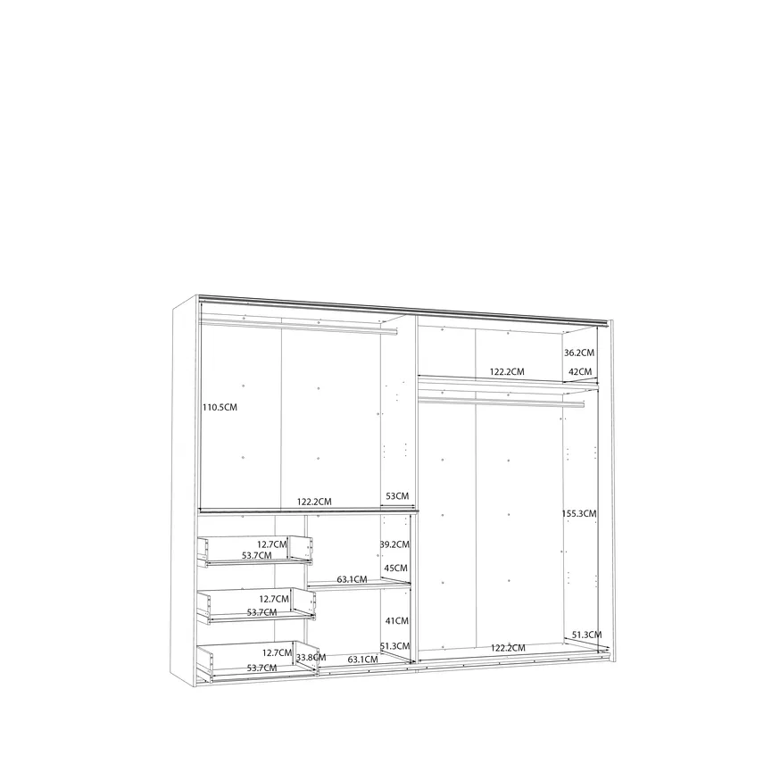 Schwebetürenschrank 2-trg. detail