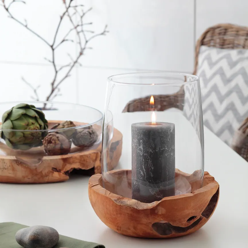 Schale "Terra" mit Teaksockel milieu