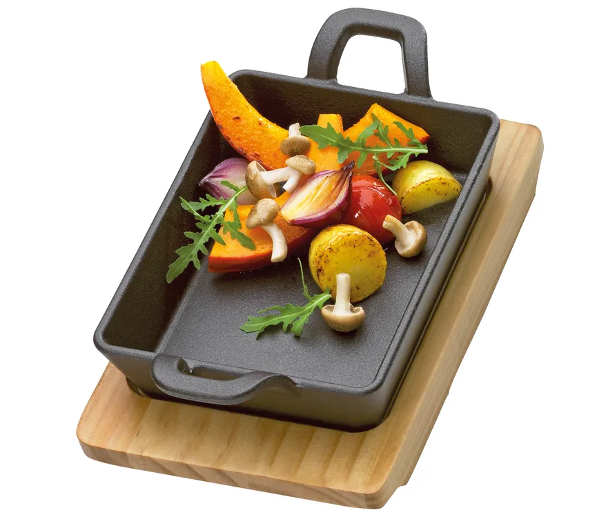 BBQ Servierpfanne eckig 13x7,5 detail