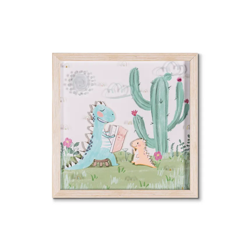 Kunstdruck "Kaktus mit Dinos" detail