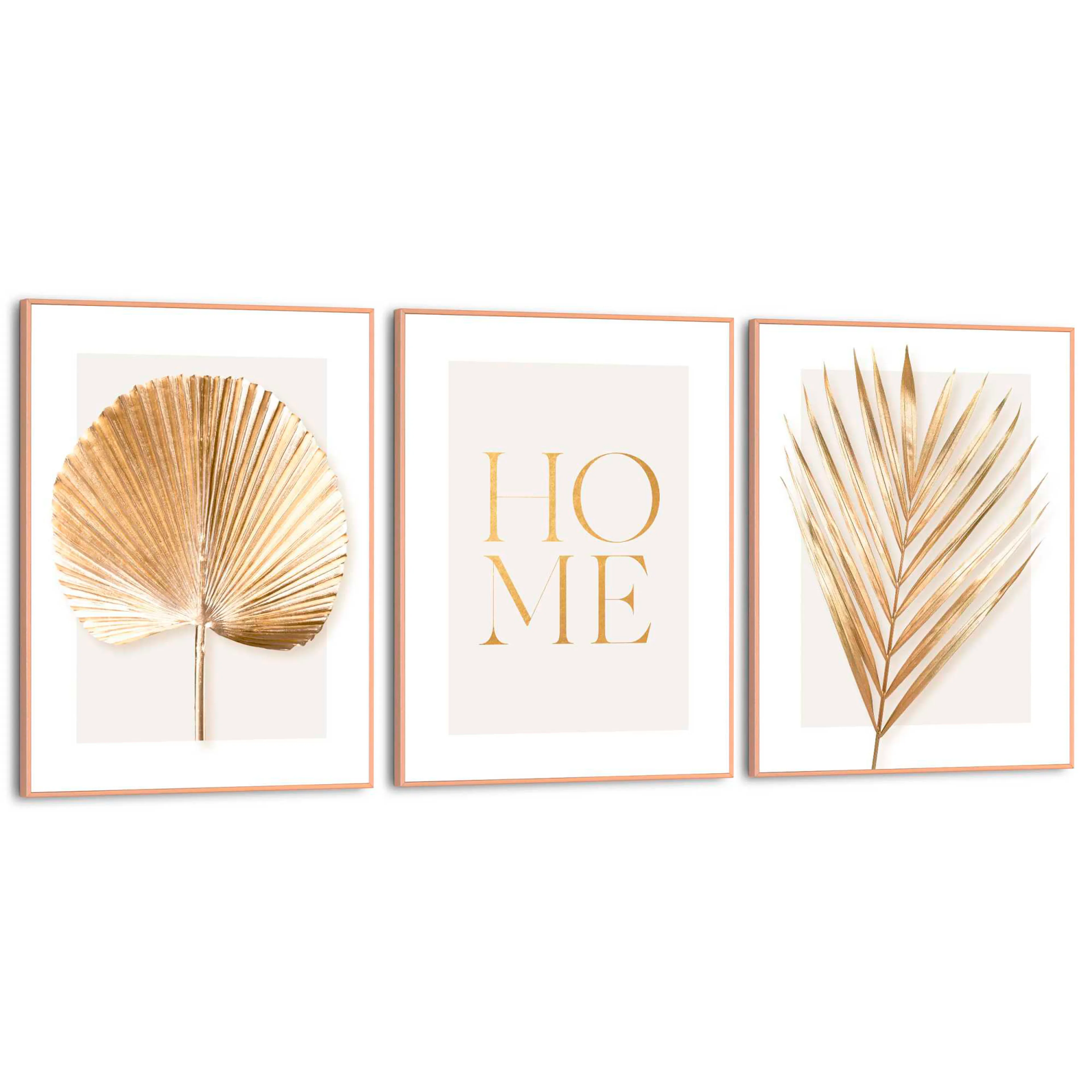 Wandbild Home Deco Gold 3tlg.