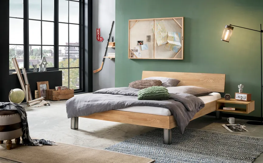 Massivholzbett 90x200 cm milieu