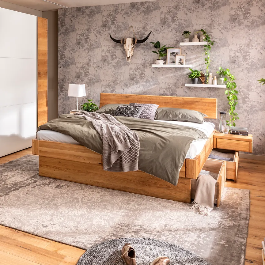 Holzbett mit Bettkasten hauptaufnahme