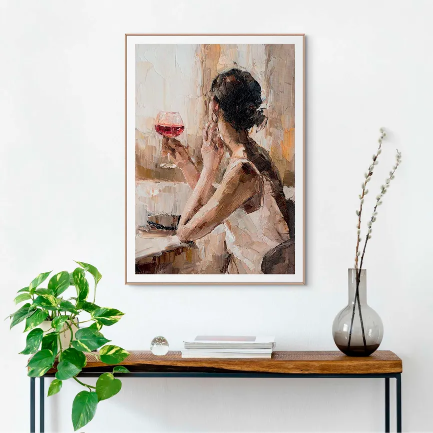 Bild gerahmt "Drinking Wine" milieu