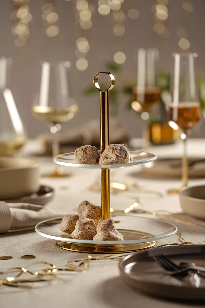 Etagere "Cena" 2-stöckig gold milieu
