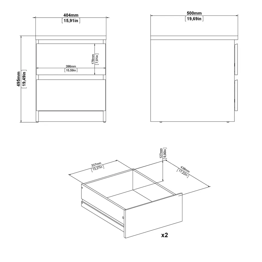 Nachtkommode 2S detail