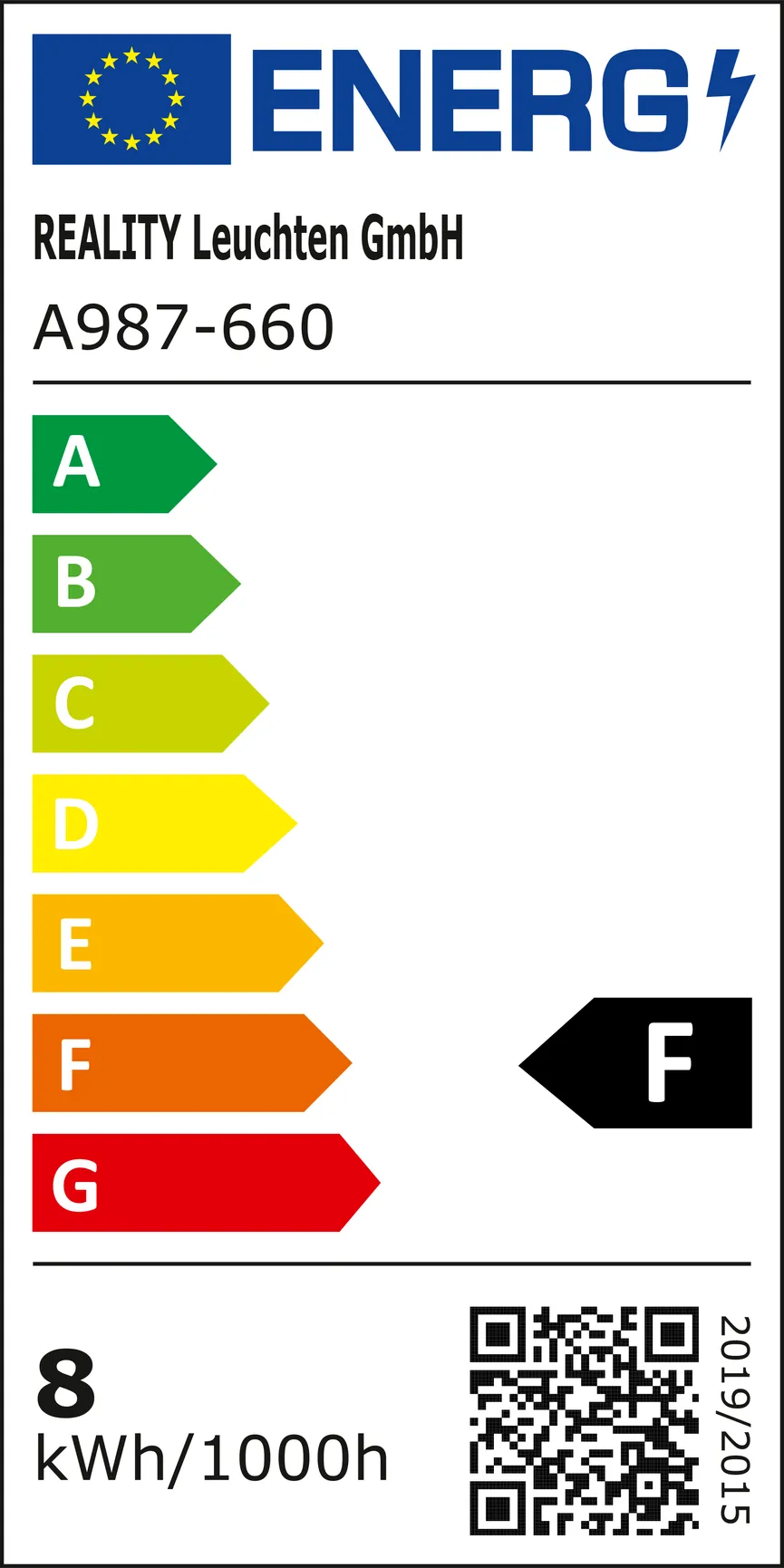 E27/8 Watt LED Birne 6er-Pack energielabel
