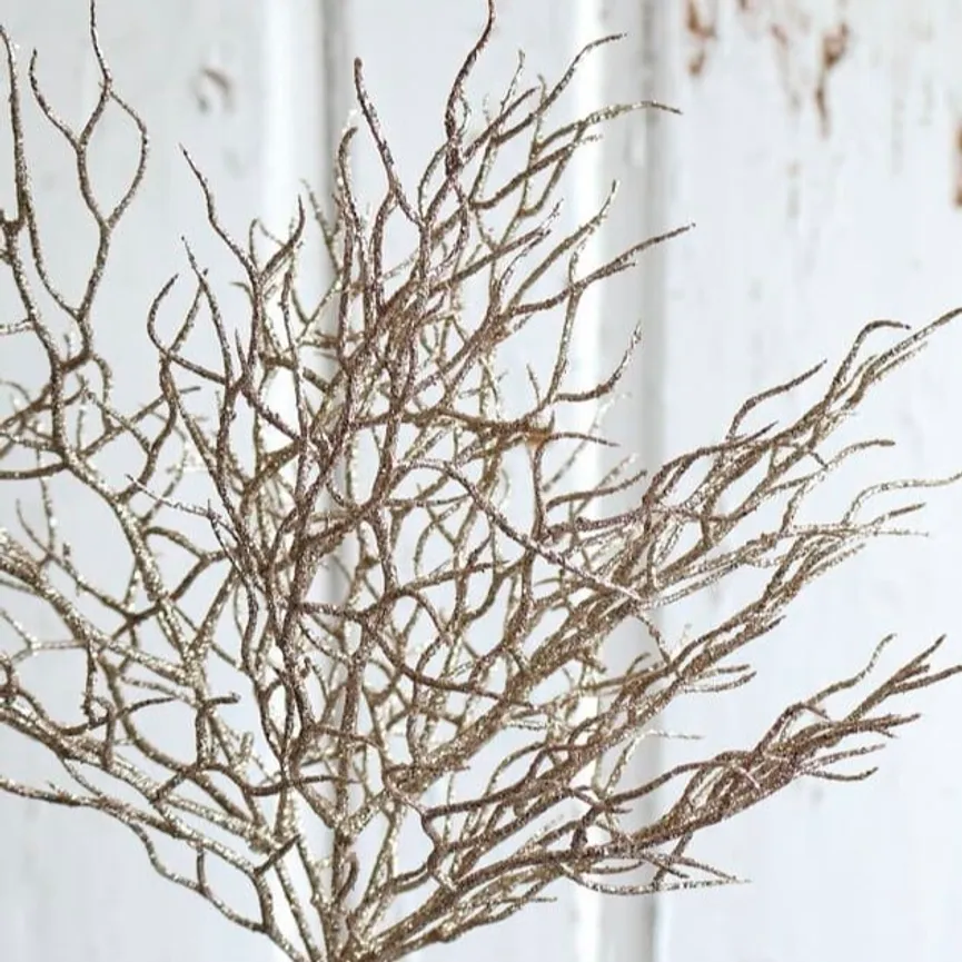 Dekozweig "Glitter" gold material_farbe