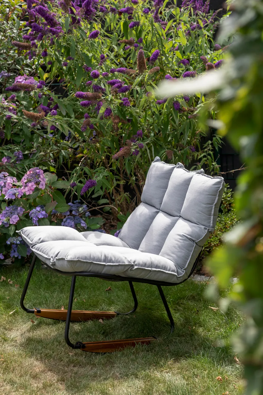 Schaukelstuhl mittelgrau detail