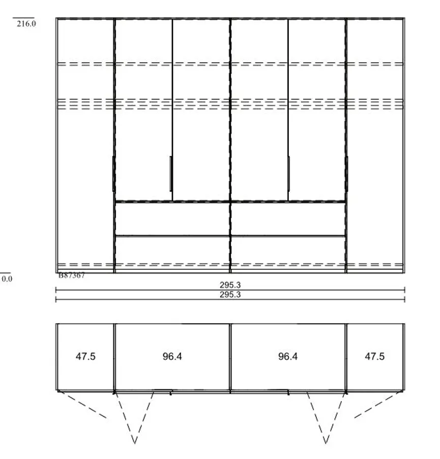 Dreh-/Falttürenschrank detail