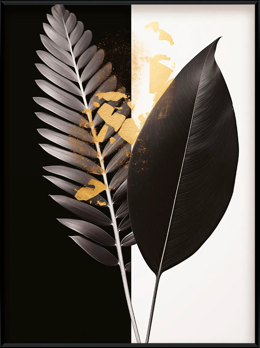 Wandbild "Graphic Leaves" gold hauptaufnahme