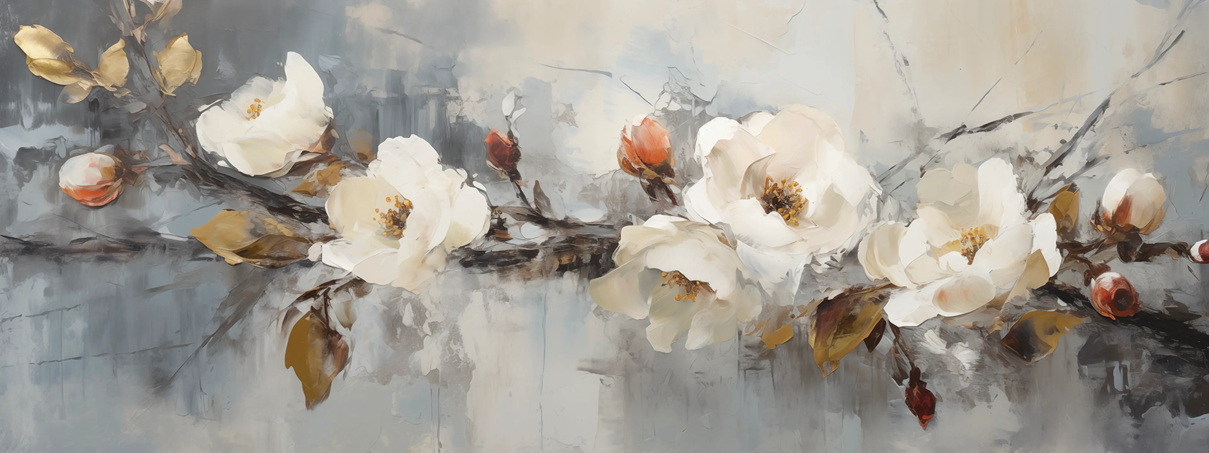 Wandbild 30 x 80 cm Roses On Grey III 
