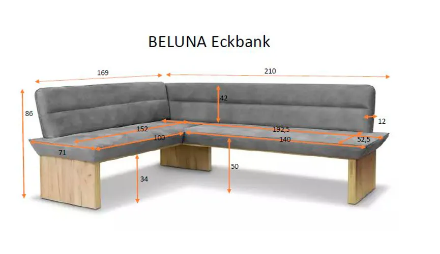 Eckbank 169x210cm detail