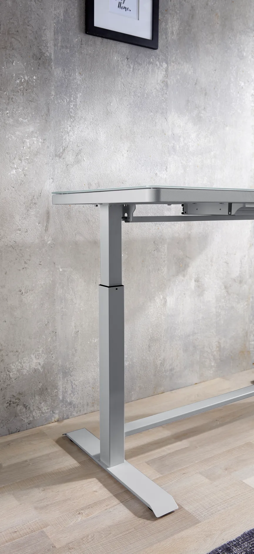Schreibtisch grau detail