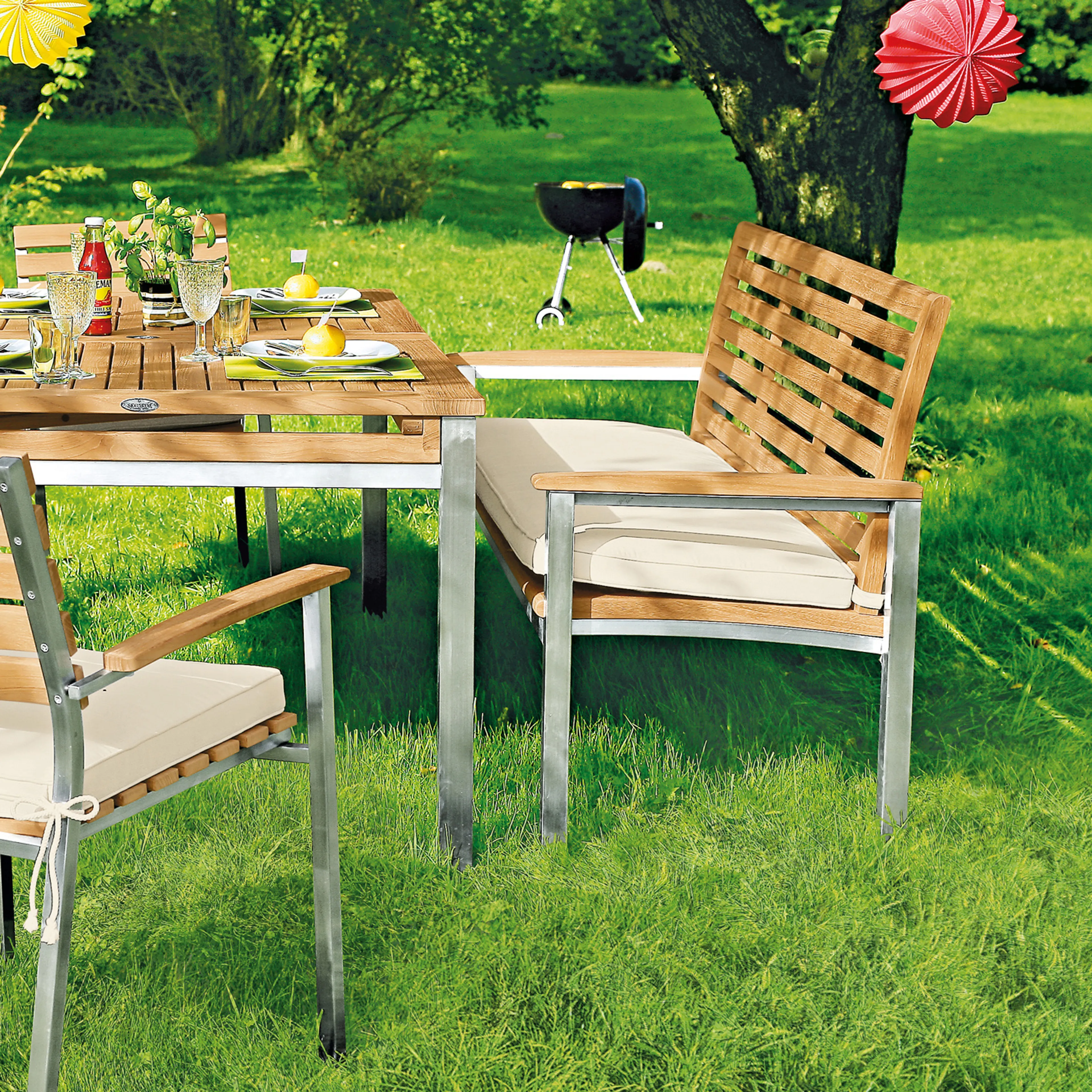 Gartenbank Madura, Edelstahl/Teak