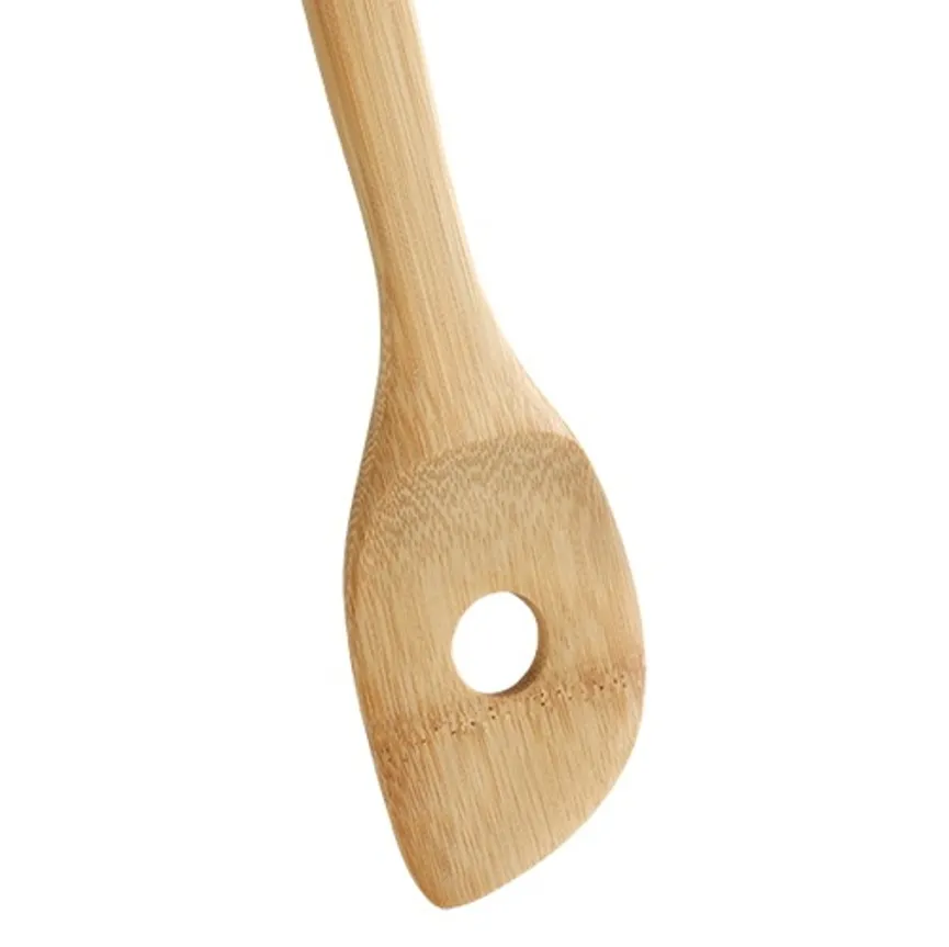 Kochlöffel gelocht 30 cm Bambu detail