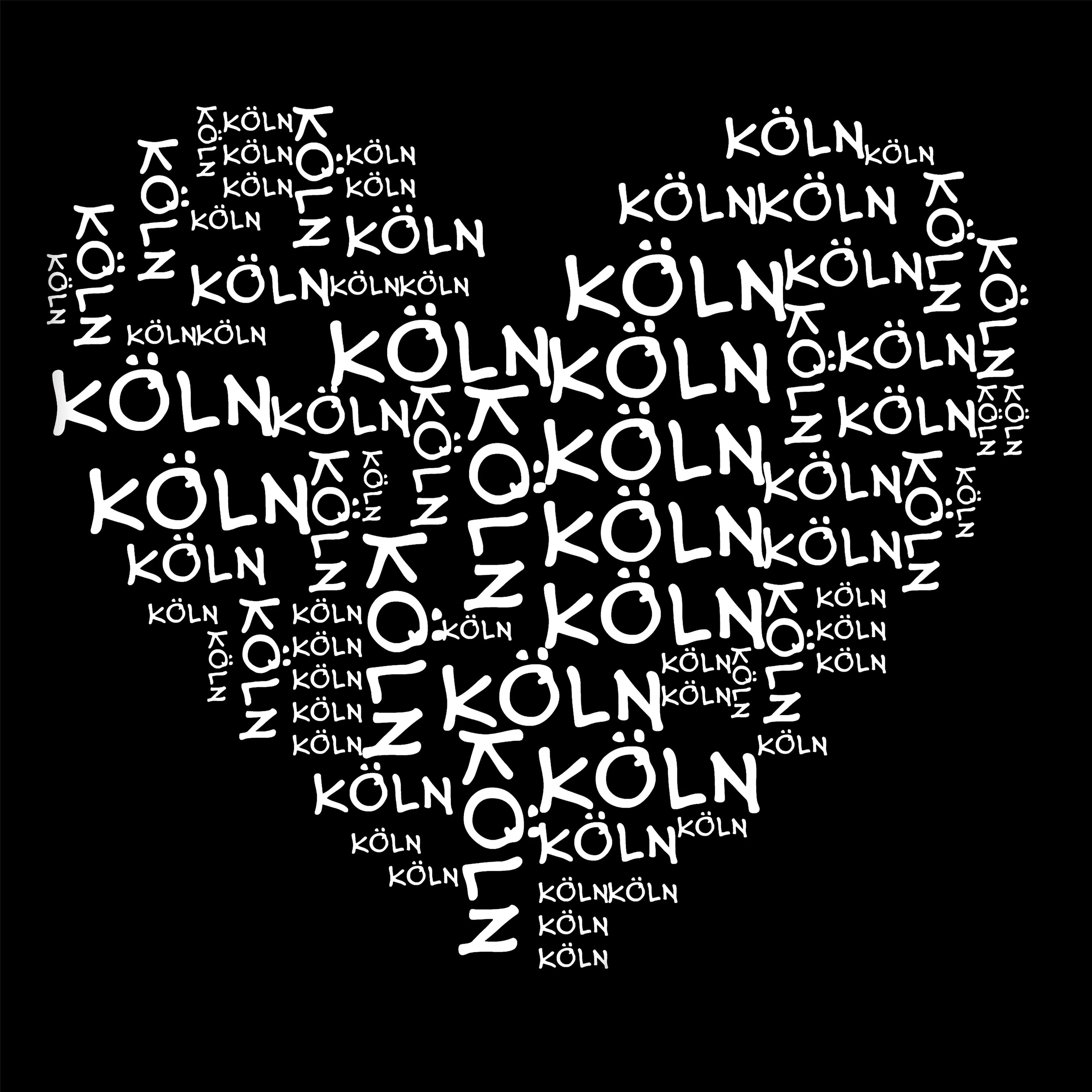 Glasbild 30 x 30 cm Köln - Herz