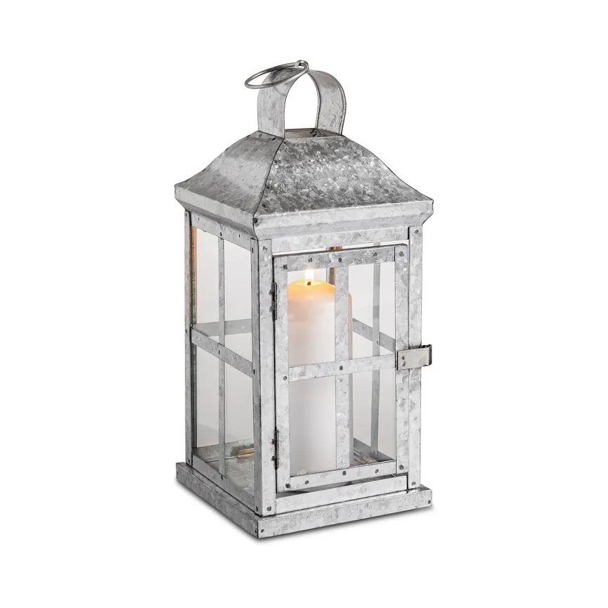 Laterne "Zink" M grau detail